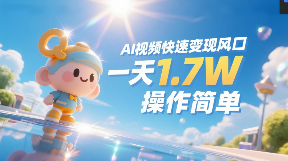 《Ai视频变现风口，一天1.7W，收入无上限，操作简单》赚米吧-网创项目资源站-副业项目-创业项目-搞钱项目赚米吧