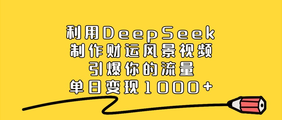 利用DeepSeek制作财运风景视频，单日变现1000+，引爆你的流量赚米吧-网创项目资源站-副业项目-创业项目-搞钱项目赚米吧