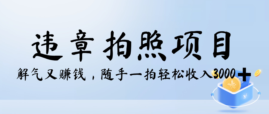 解气又赚钱的项目，最新违章拍照赚钱，随手一拍，轻松收入3000+赚米吧-网创项目资源站-副业项目-创业项目-搞钱项目赚米吧