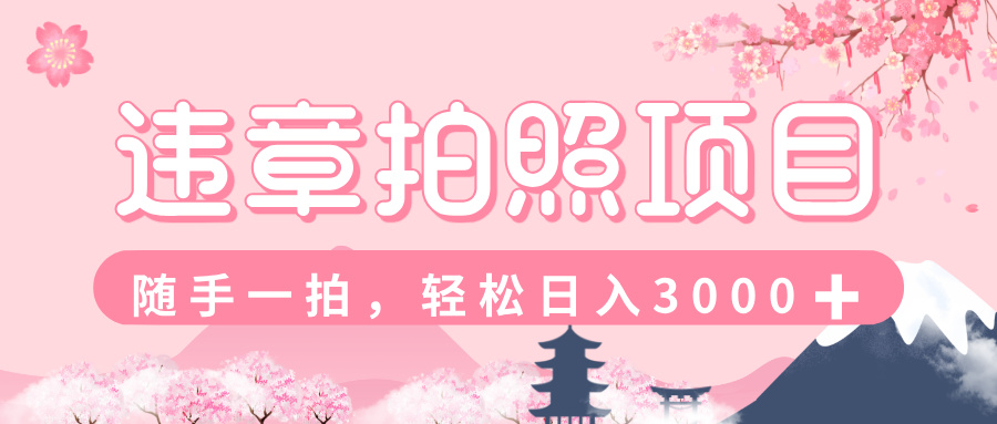 解气又赚钱的项目，最新违章拍照赚钱，随手一拍，轻松收入3000+赚米吧-网创项目资源站-副业项目-创业项目-搞钱项目赚米吧